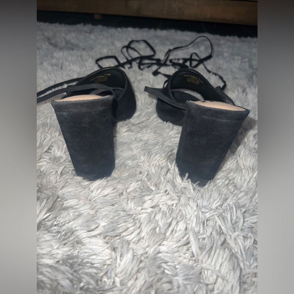 GB Gianni Bini Kat-Kall Ankle Wrap Block Heel Mules in Black Size 7.5 Suede - Picture 3 of 4